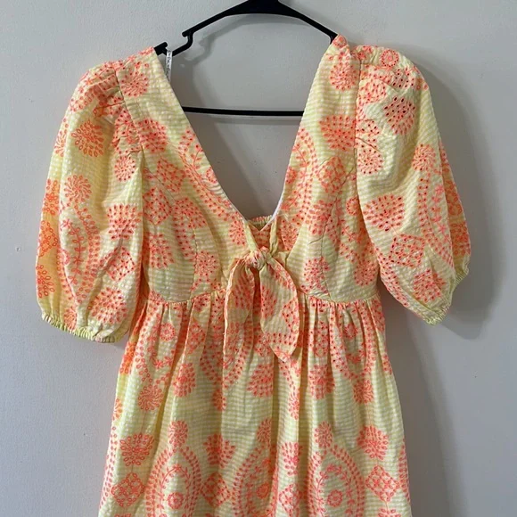Lilly Pulitzer Sarafina Eyelet Babydoll Dress Calla Yellow Gingham NWT Size 2 - Picture 3 of 14